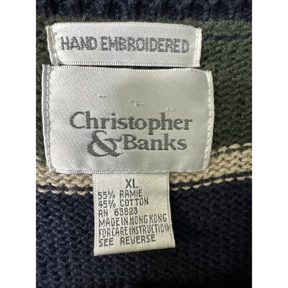 Christopher Banks Cardigan Womens XL Knit‎ Multi Color Hand Embroidered - Picture 3 of 8